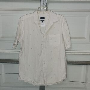 George Men's Cream Short Sleeve Button Down Shirt P2P-25 Length-30